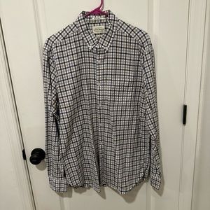 Lucky Brand White/Blue Plaid Casual Button Down - Size Large L